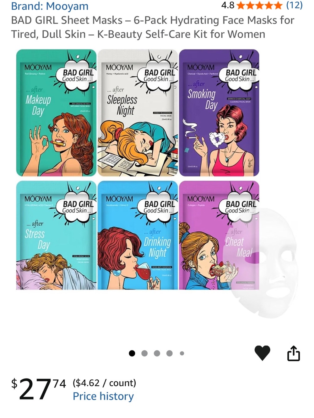 BAD GIRL Hydrating Sheet Mask Set – Multi-Color Pack for Women